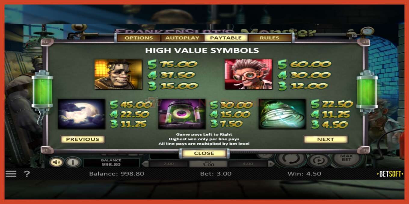 Slot screenshot: Frankenslots Monster no deposit, number - 6