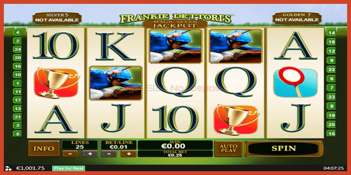 Slot screenshot: Frankie Dettori Magic Seven Jackpot no deposit, number - 1