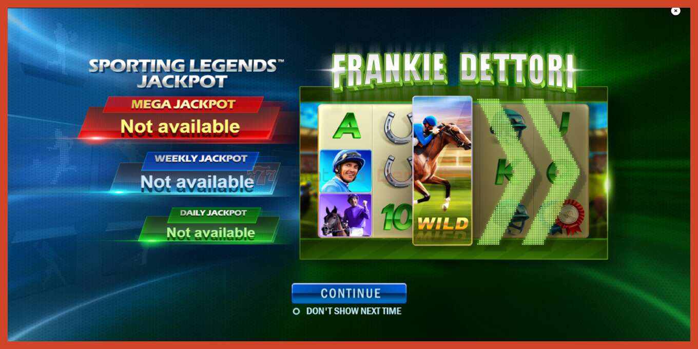 Slot screenshot: Frankie Dettori Sporting Legends no deposit, number - 1