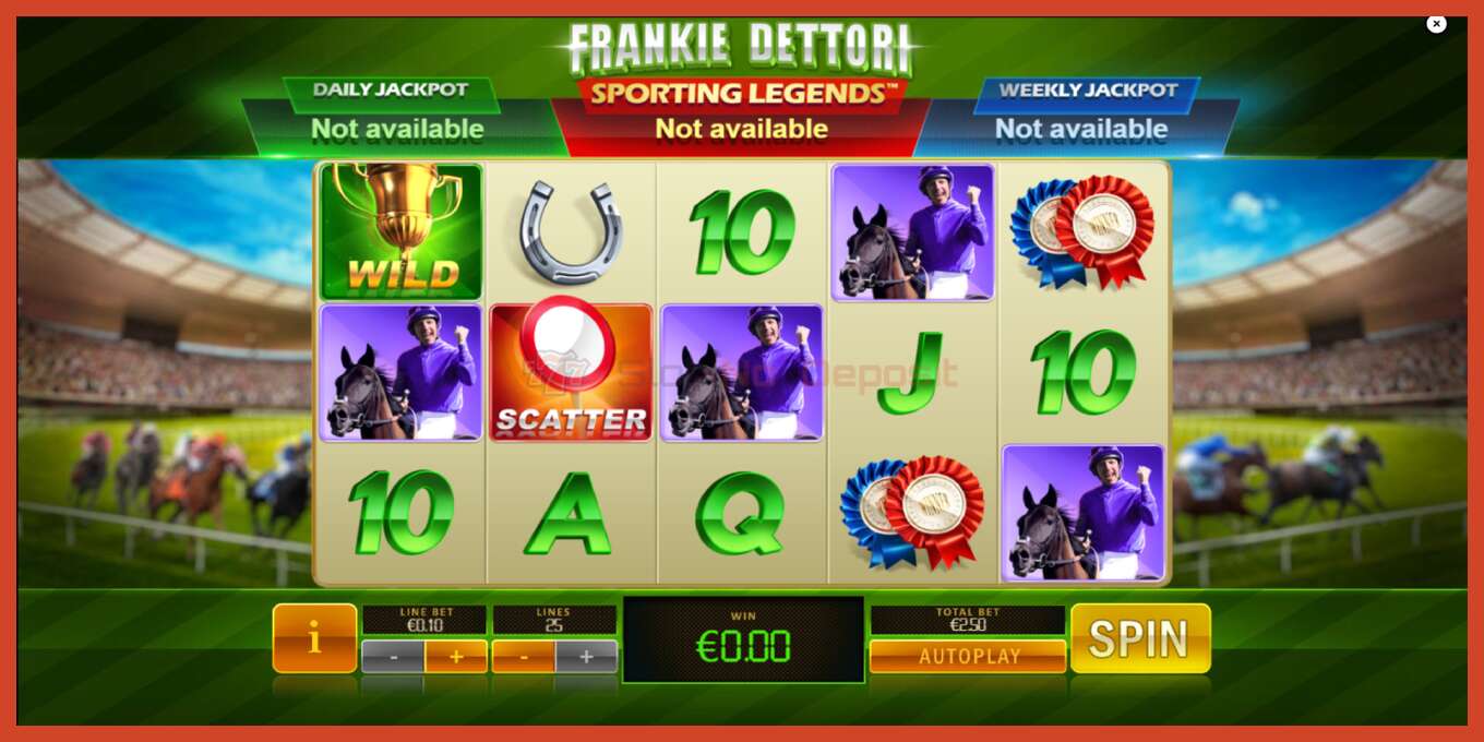 Slot screenshot: Frankie Dettori Sporting Legends no deposit, number - 2