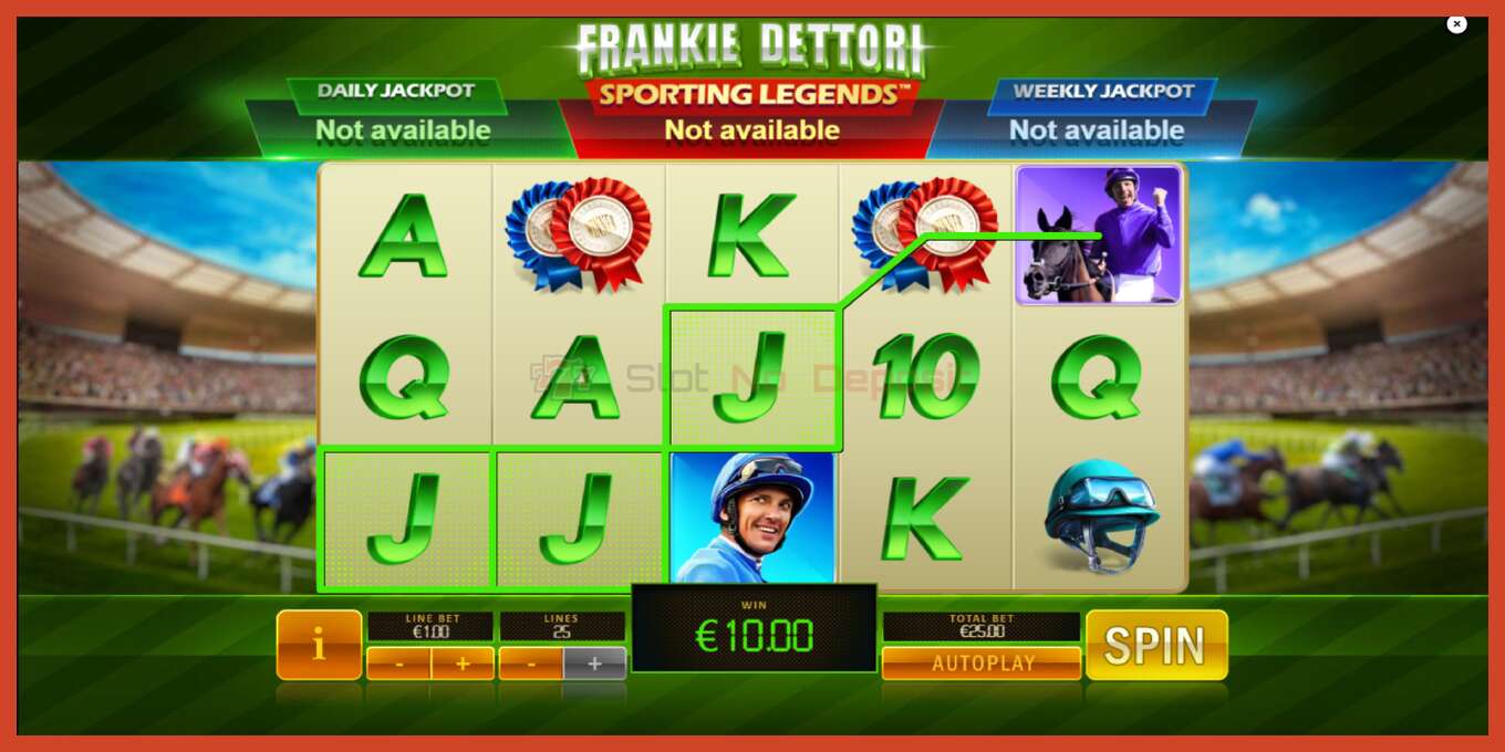 Slot screenshot: Frankie Dettori Sporting Legends no deposit, number - 4