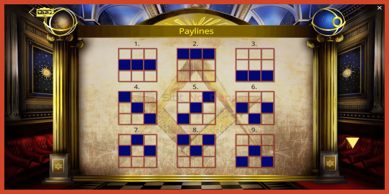 Slot screenshot: Freemasons Fortune no deposit, number - 6