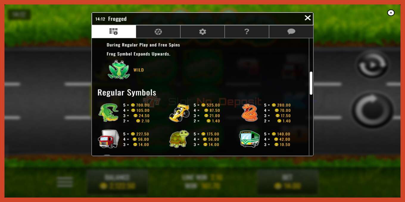 Slot screenshot: Frogged no deposit, number - 6