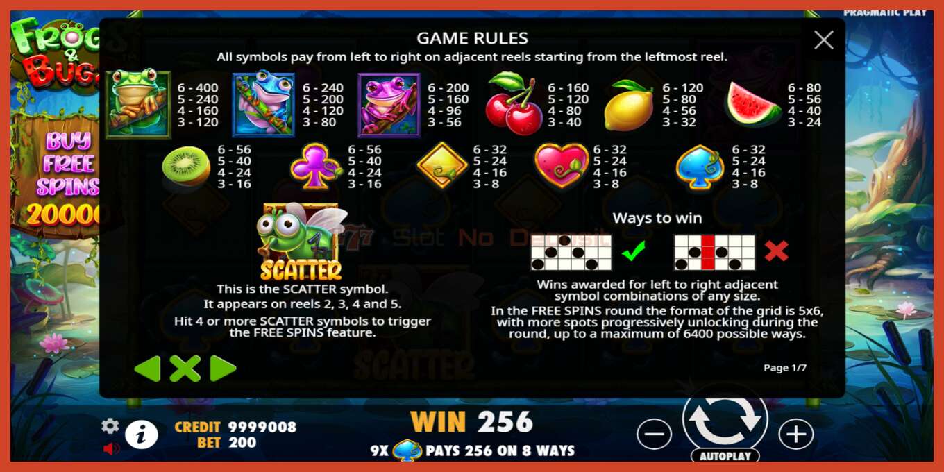 Slot screenshot: Frogs & Bugs no deposit, number - 5