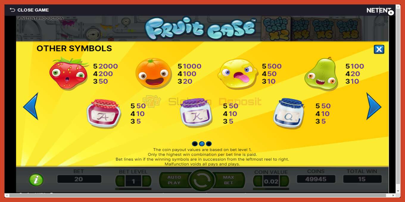 Slot screenshot: Fruit Case no deposit, number - 6