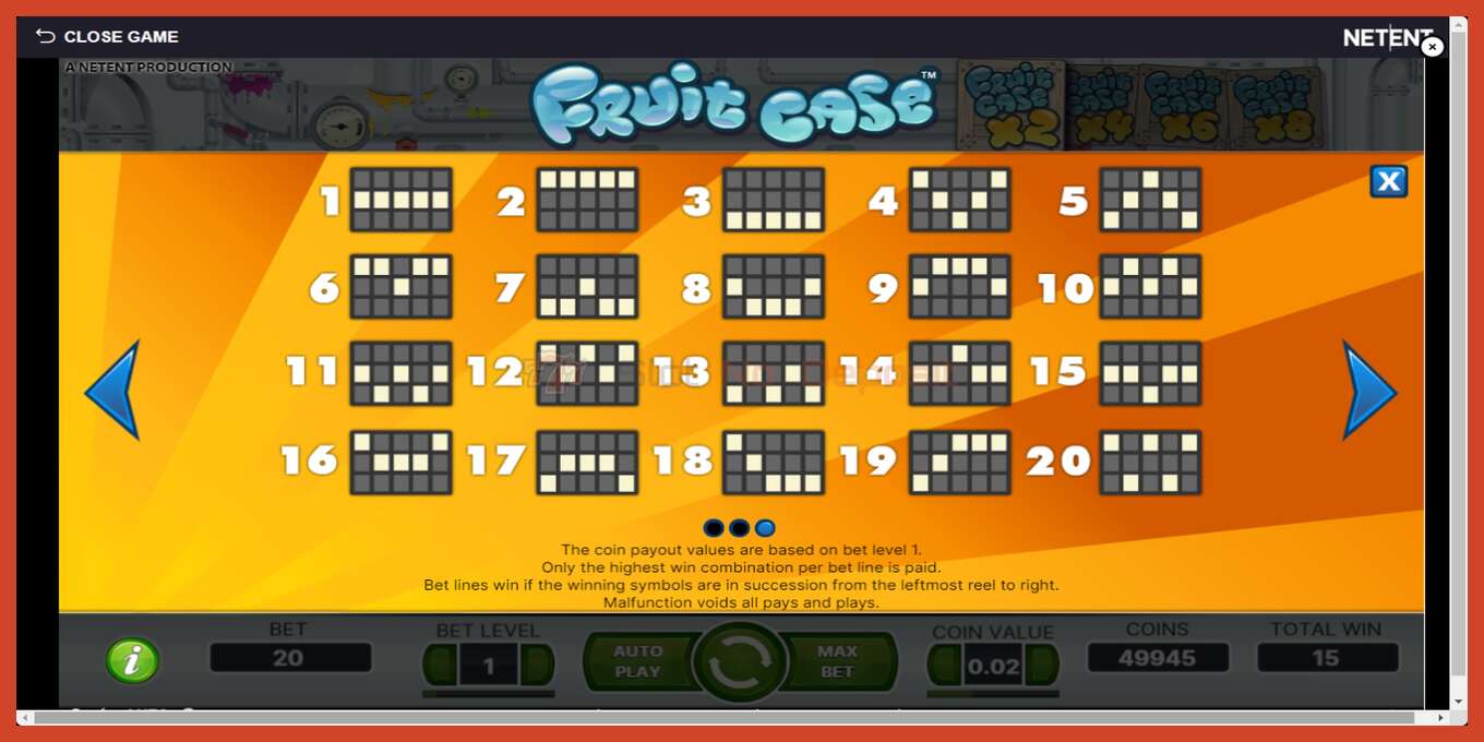 Slot screenshot: Fruit Case no deposit, number - 7