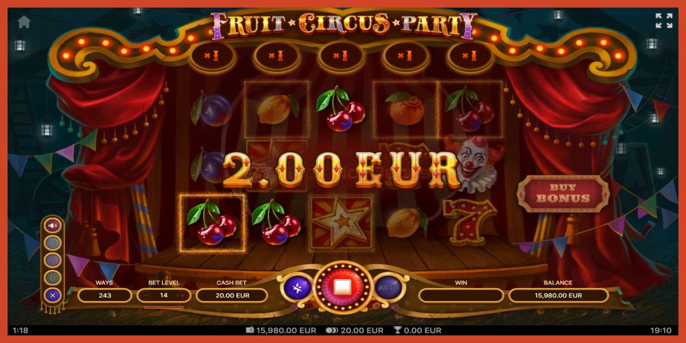 ஸ்லாட் ஸ்கிரீன்ஷாட்: Fruit Circus Party வைப்பு இல்லை, எண் - 3