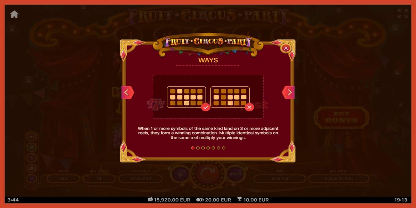 ஸ்லாட் ஸ்கிரீன்ஷாட்: Fruit Circus Party வைப்பு இல்லை, எண் - 5