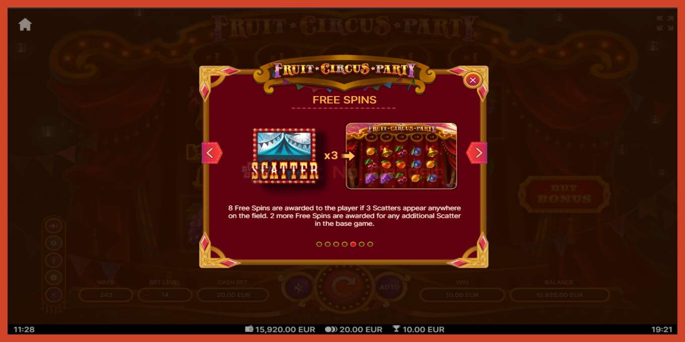 ஸ்லாட் ஸ்கிரீன்ஷாட்: Fruit Circus Party வைப்பு இல்லை, எண் - 6