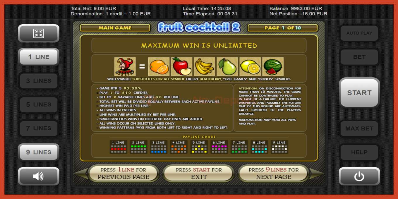 Slot screenshot: Fruit Cocktail 2 no deposit, number - 5