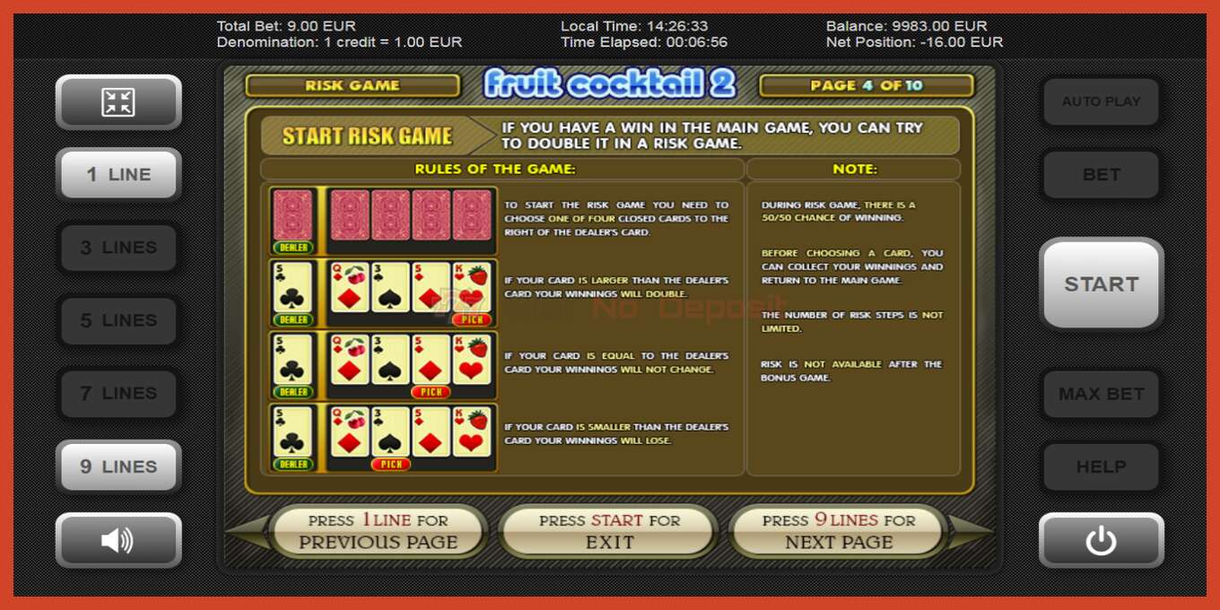 Slot screenshot: Fruit Cocktail 2 no deposit, number - 6