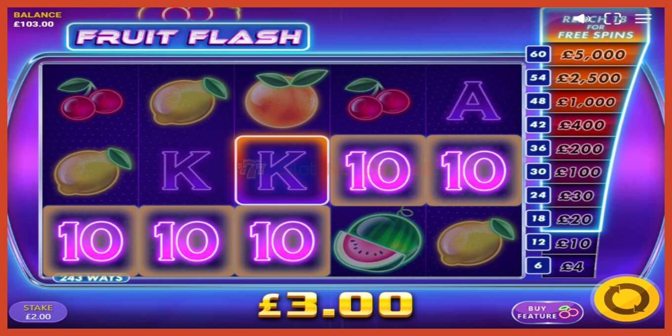 Slot skrinshoti: Fruit Flash depozit yoq, raqam - 3