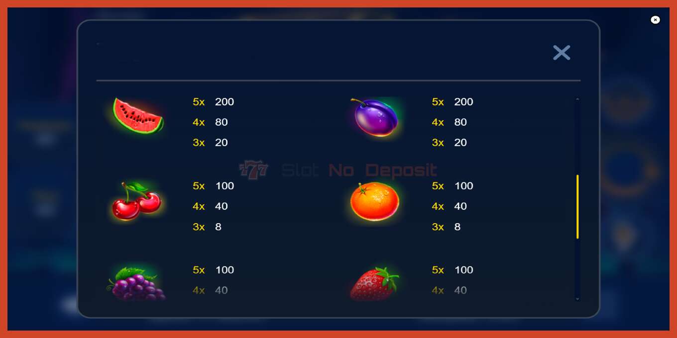 Slot skrinshoti: Fruit Glow depozit yoq, raqam - 7