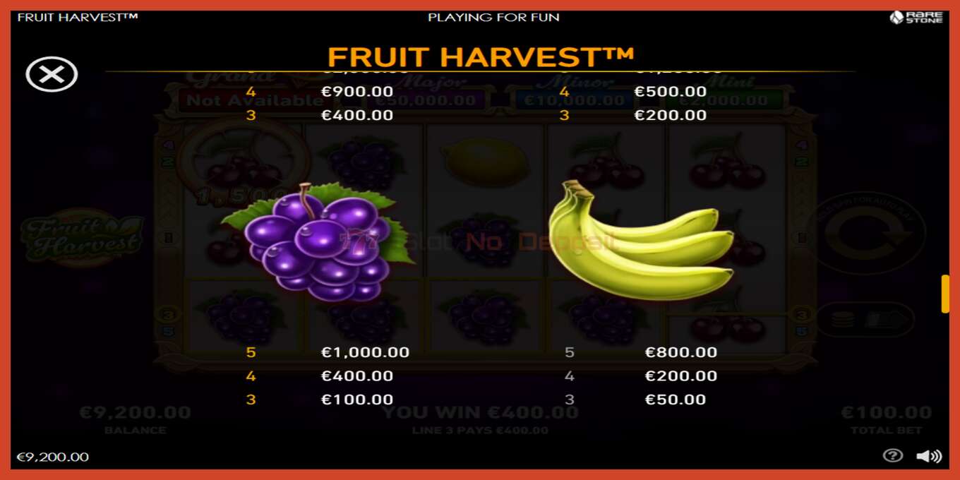 Pamja e ekranit të slotit: Fruit Harvest pa depozitë, numri - 6