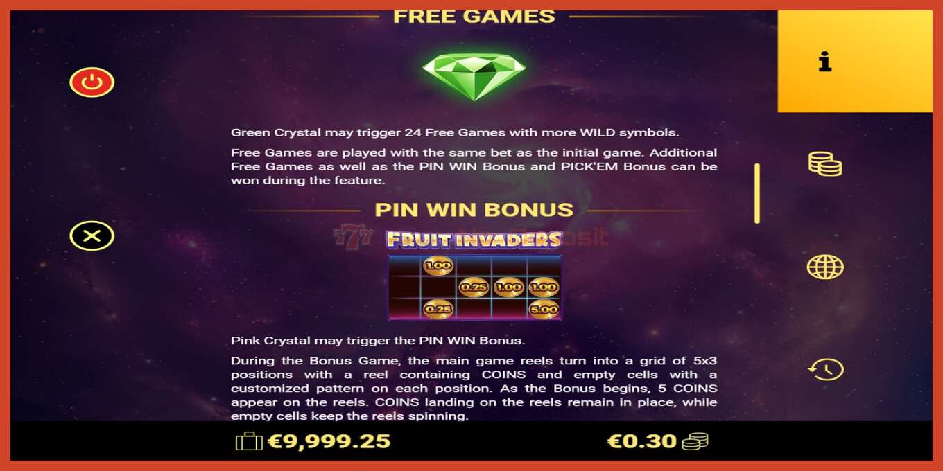 Slot screenshot: Fruit Invaders no deposit, number - 6