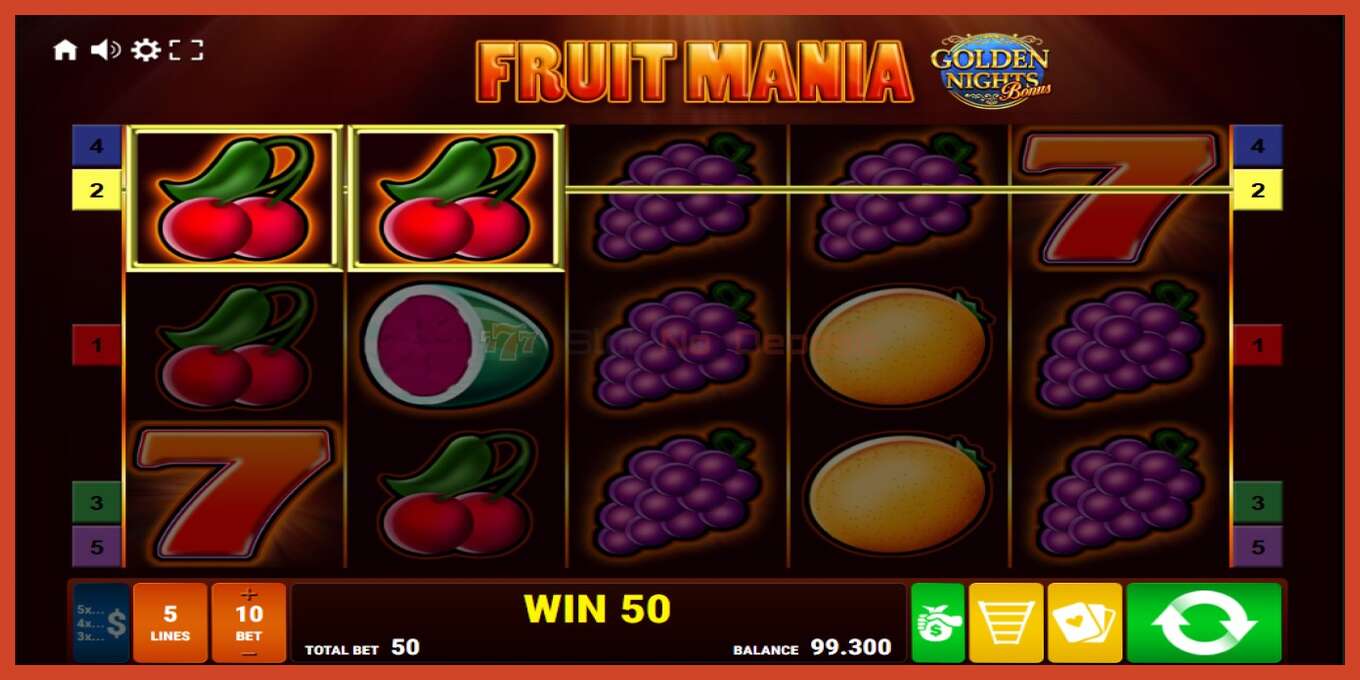 Slot screenshot: Fruit Mania Golden Nights no deposit, number - 2