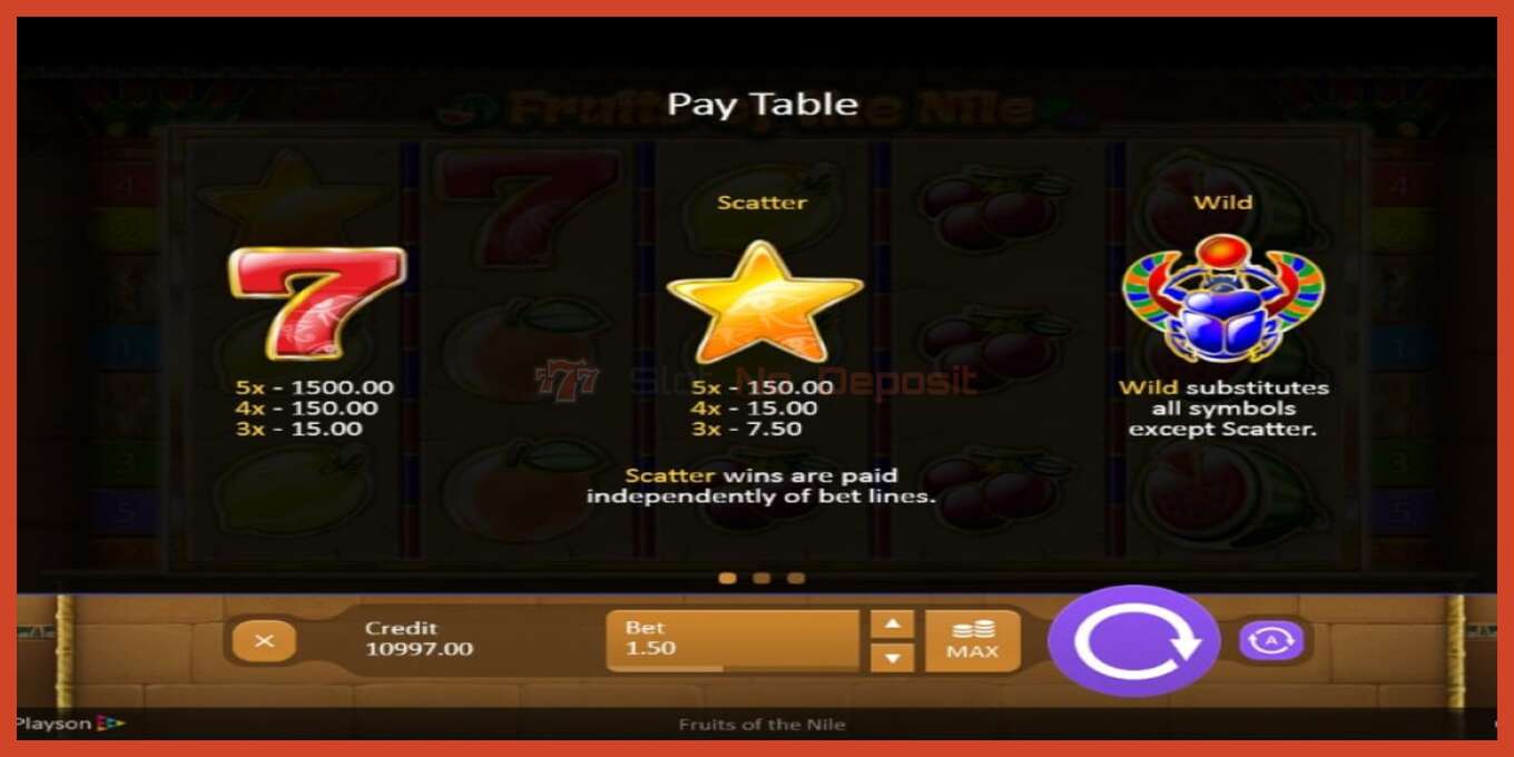 Slot screenshot: Fruits of the Nile no deposit, number - 5