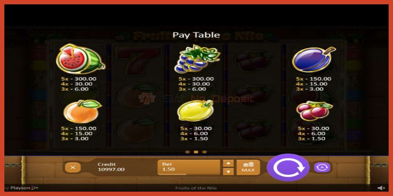 Slot screenshot: Fruits of the Nile no deposit, number - 6