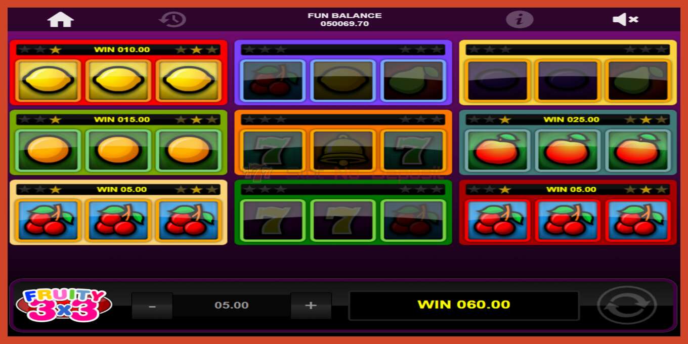 Captură de ecran pentru slot: Fruity 3x3 fara depozit, număr - 2