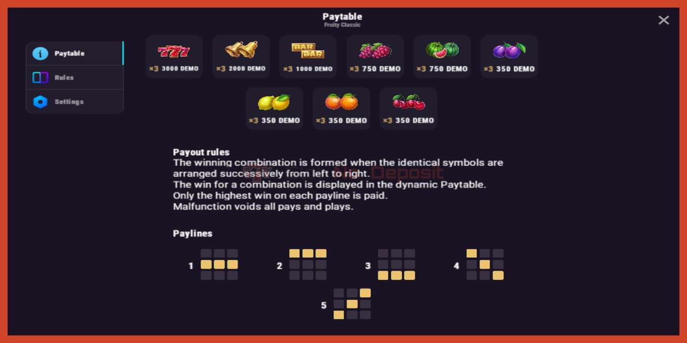 צילום מסך של חריץ: Fruity Classic ללא פיקדון, מִספָּר - 4