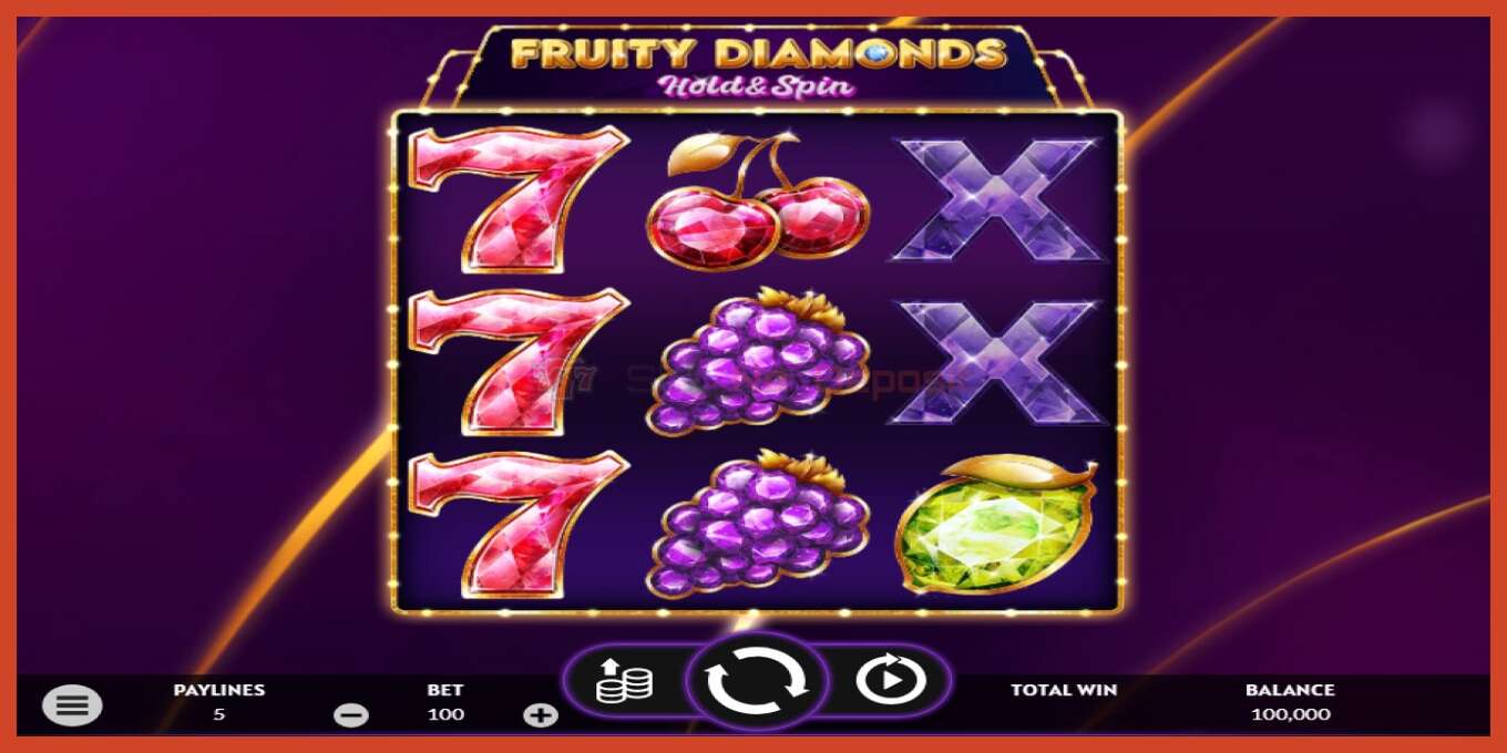 老虎机截图: Fruity Diamonds 没有押金, 数字 - 1