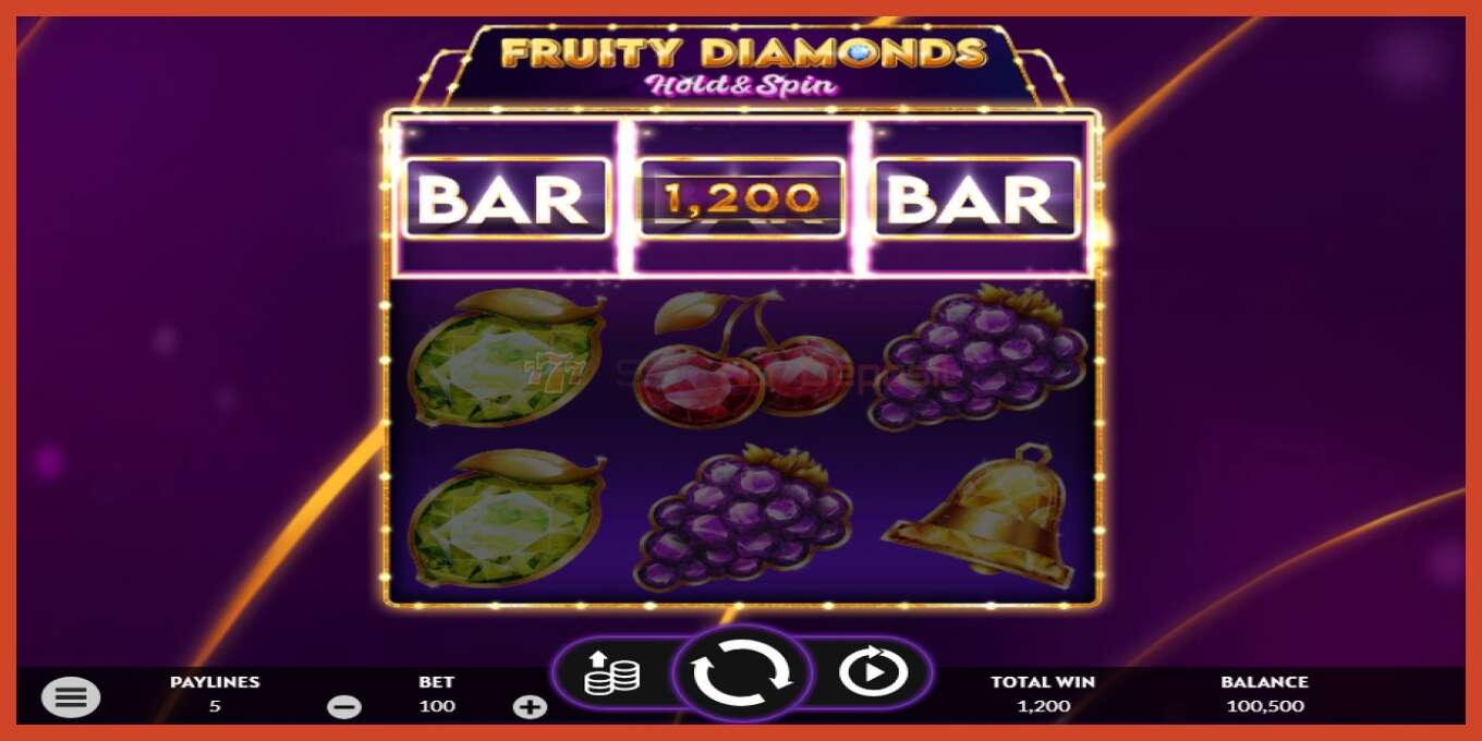 老虎机截图: Fruity Diamonds 没有押金, 数字 - 4