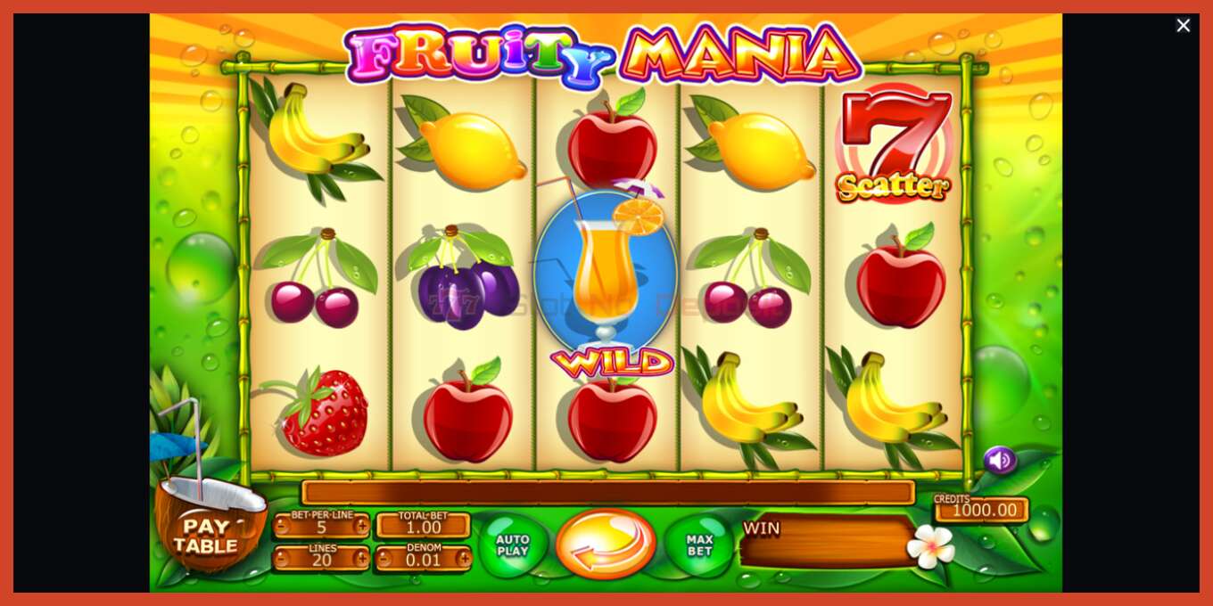 Slota ekrānuzņēmums: Fruity Mania nav depozīta, numuru - 1