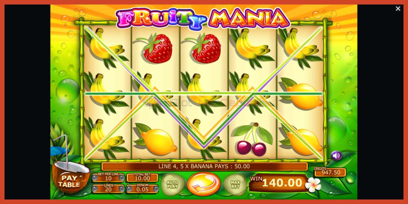 Pamja e ekranit të slotit: Fruity Mania pa depozitë, numri - 5