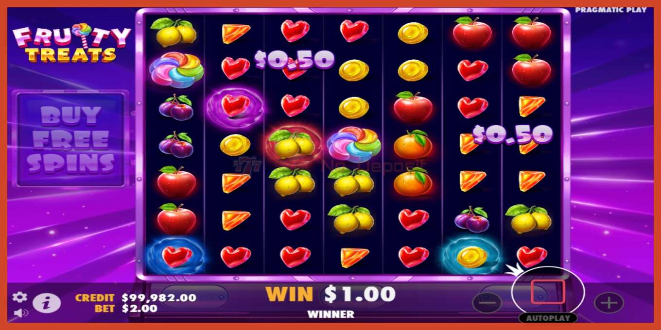 Slot ekran görüntüsü: Fruity Treats depozit yoxdur, nömrə - 3