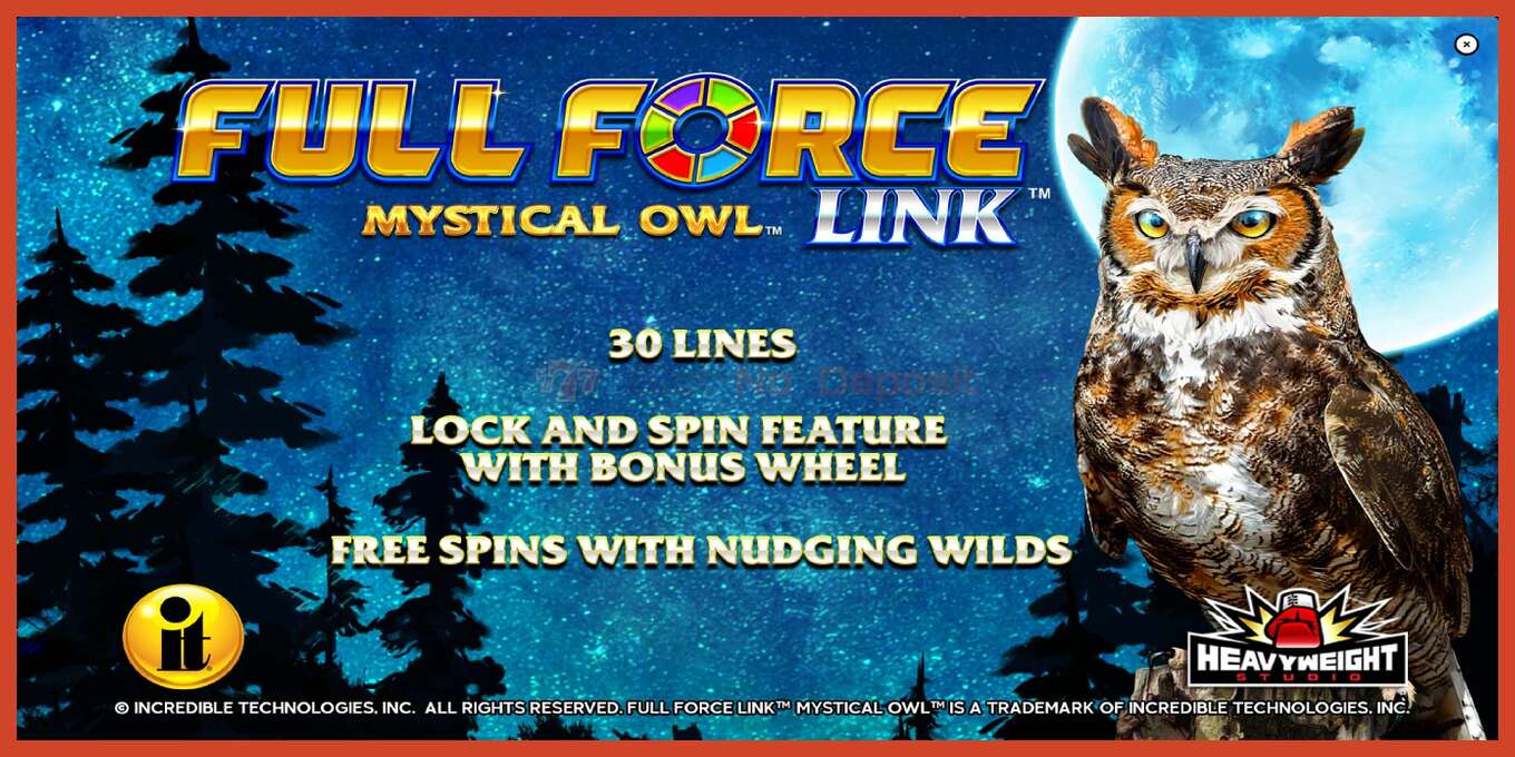 Ảnh chụp màn hình khe: Full Force Mystical Owl không có tiền đặt cọc, con số - 1