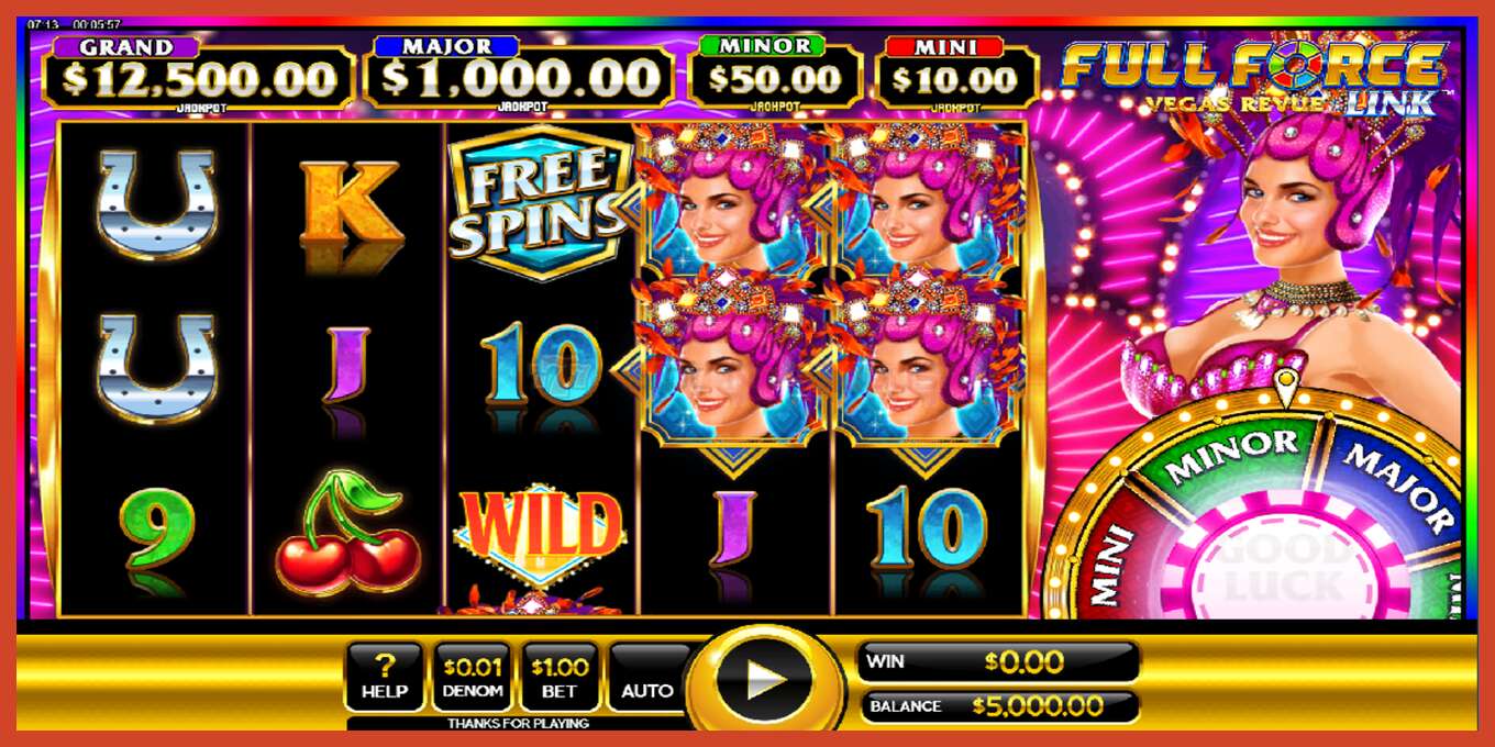 Slot screenshot: Full Force Vegas Revue no deposit, number - 1