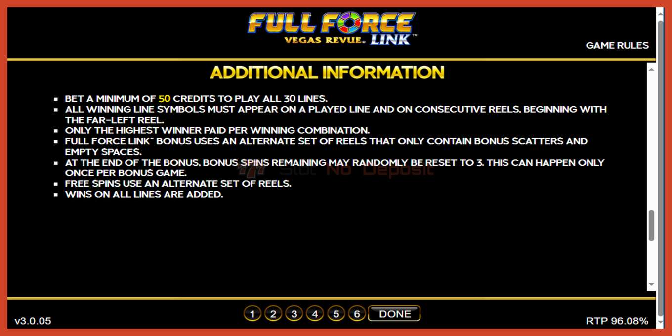 Slot screenshot: Full Force Vegas Revue no deposit, number - 4