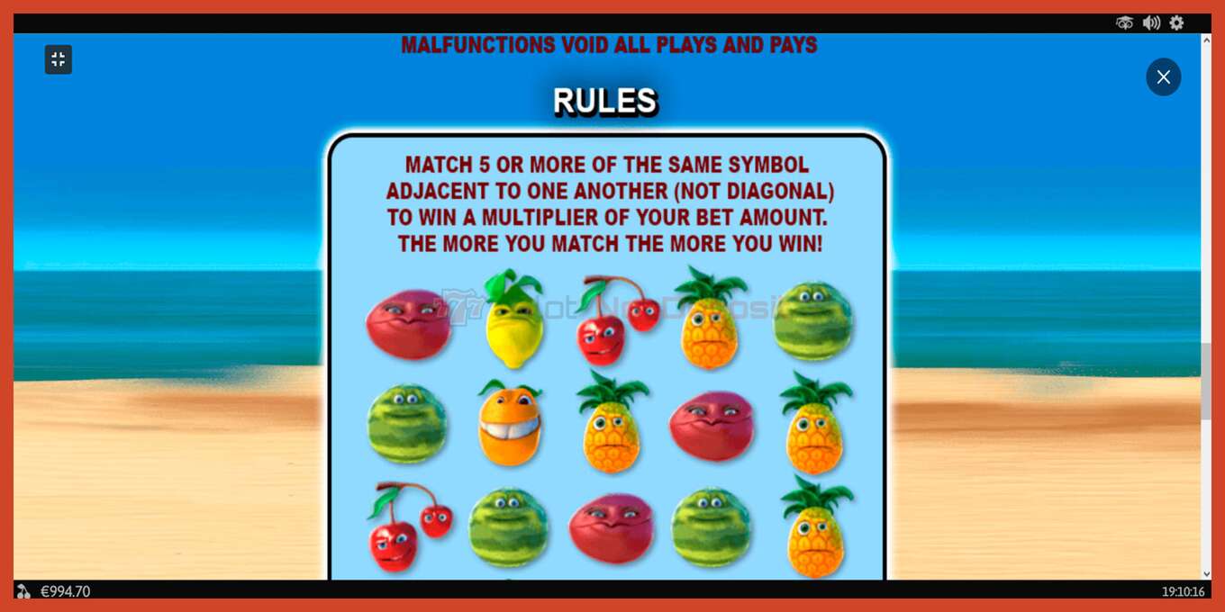 Slot screenshot: Funky Fruits no deposit, number - 5