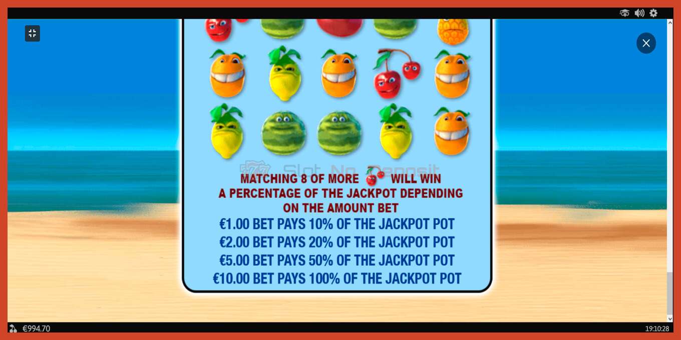 Slot screenshot: Funky Fruits no deposit, number - 6