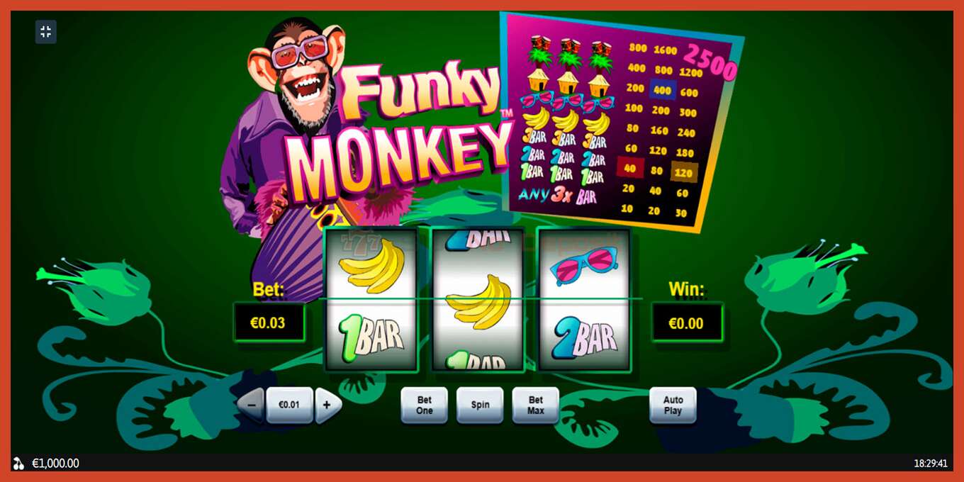 Slot skærmbillede: Funky Monkey intet depositum, antal - 1