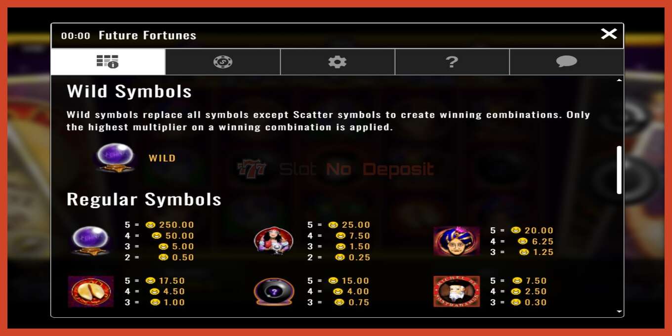 Slot screenshot: Future Fortunes no deposit, number - 4