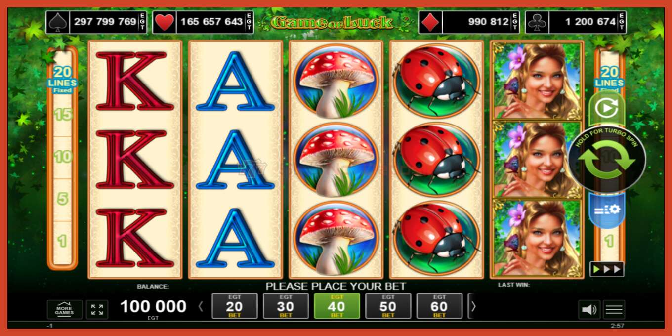 Slot screenshot: Game of luck no deposit, number - 1