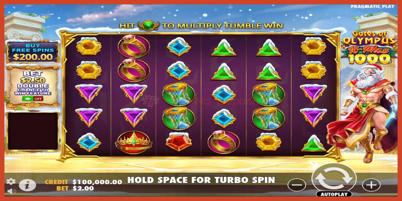 Slot screenshot: Gates of Olympus Xmas 1000 no deposit, number - 1