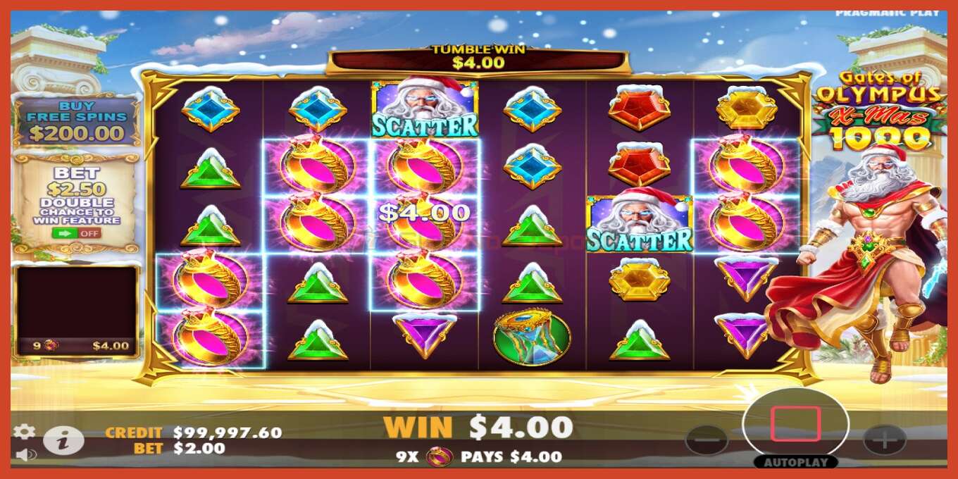 Slot screenshot: Gates of Olympus Xmas 1000 no deposit, number - 2