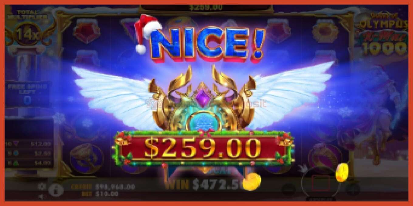 Slot screenshot: Gates of Olympus Xmas 1000 no deposit, number - 5