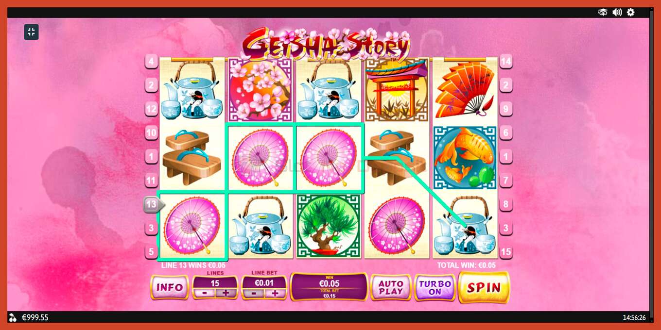 Slot скриншоту: Geisha Story депозит жок, саны - 3