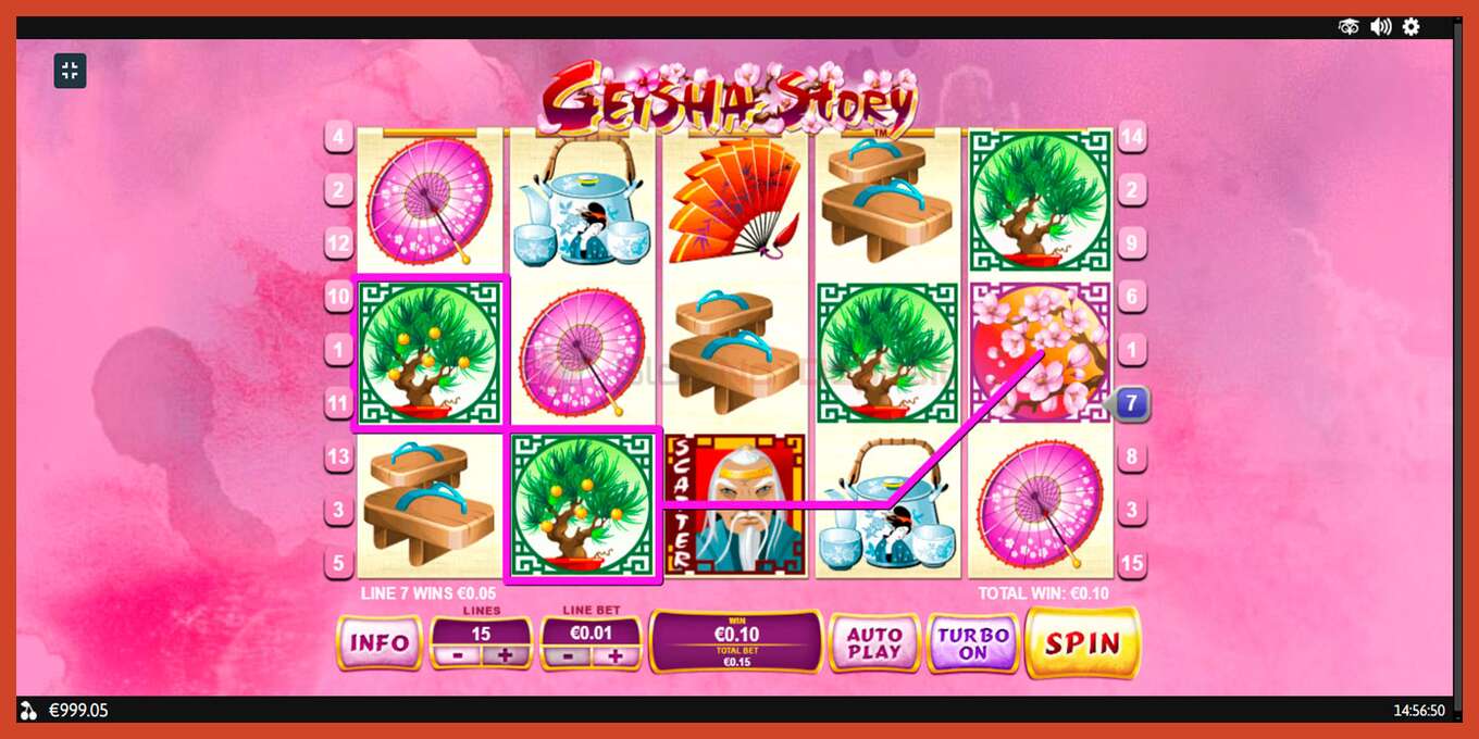 Slot скриншоту: Geisha Story депозит жок, саны - 5