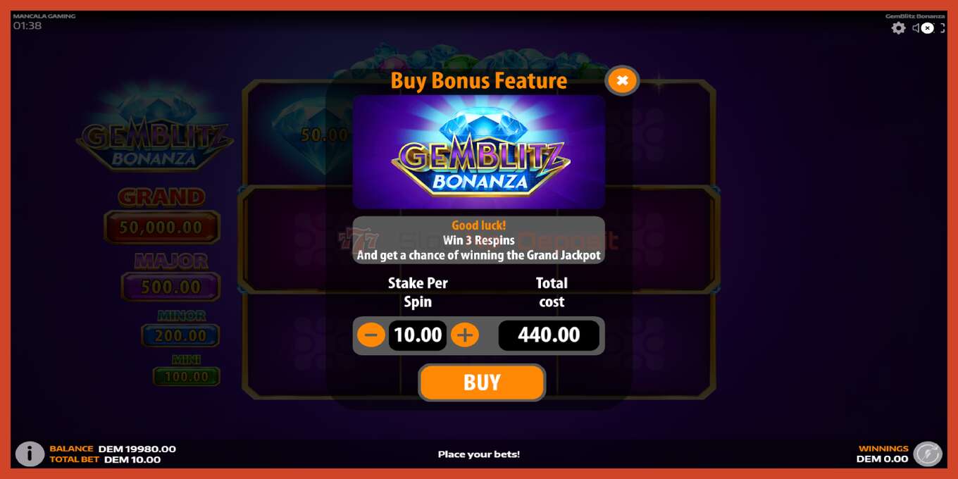 Slot screenshot: GemBlitz Bonanza no deposit, number - 5