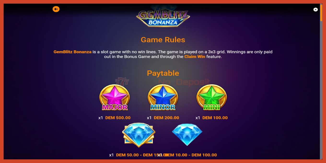 Slot screenshot: GemBlitz Bonanza no deposit, number - 6