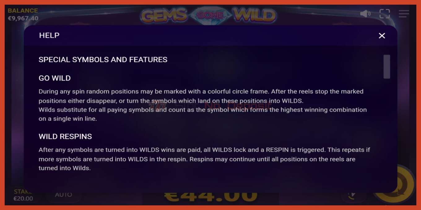 Slot screenshot: Gems Gone Wild no deposit, number - 6