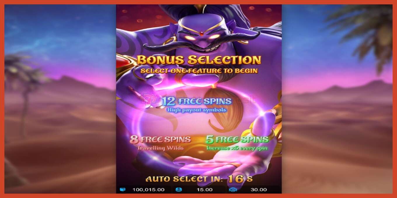 Slot screenshot: Genies 3 Wishes no deposit, number - 4