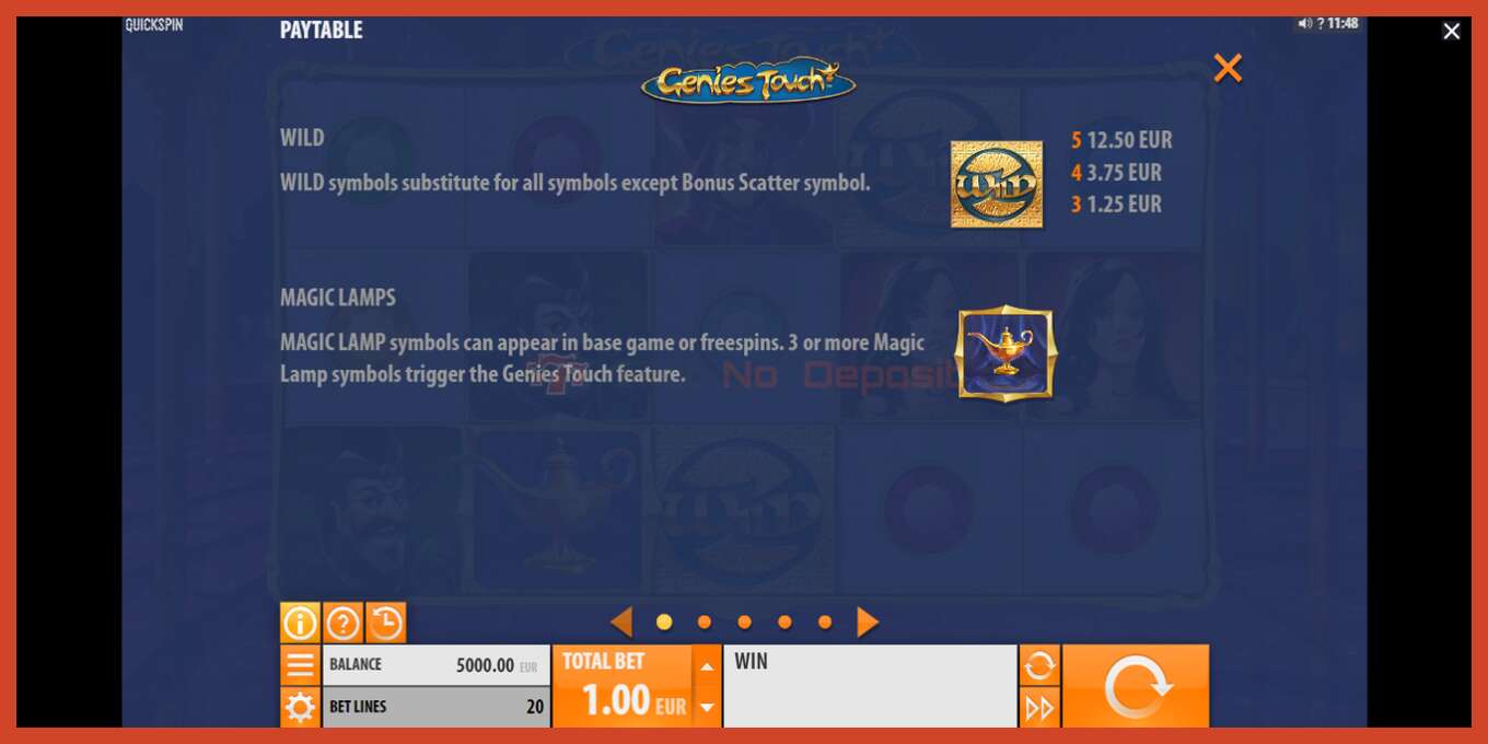 Slot screenshot: Genies Touch no deposit, number - 3