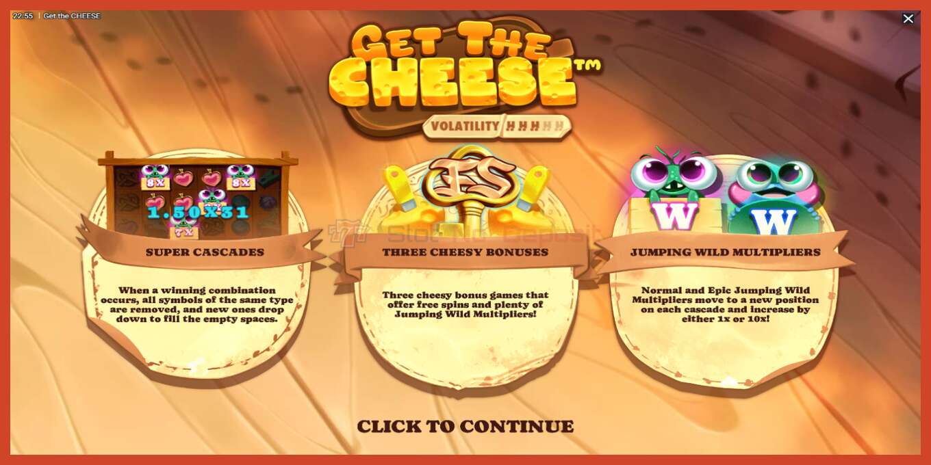 Slot screenshot: Get The Cheese no deposit, number - 1