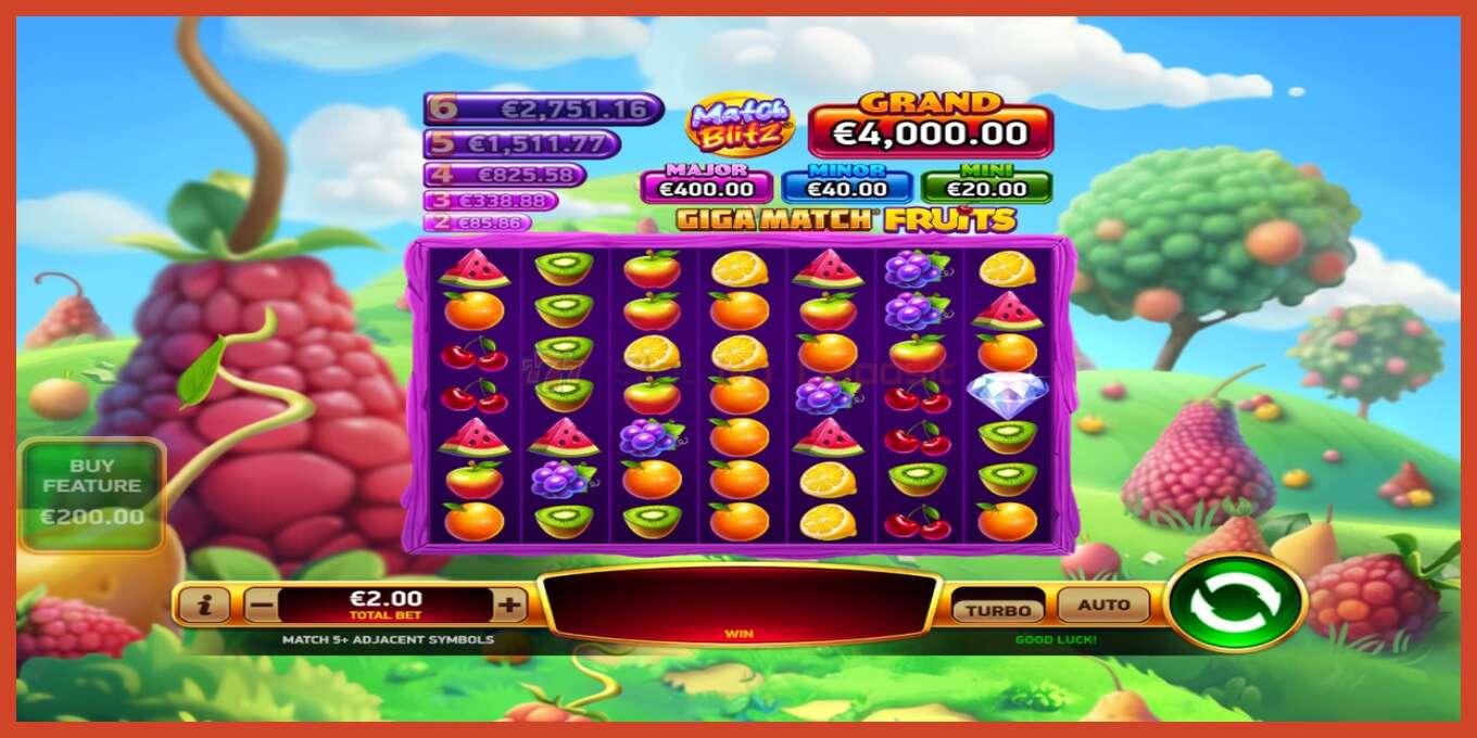 Slot skærmbillede: Giga Match Fruits intet depositum, antal - 2