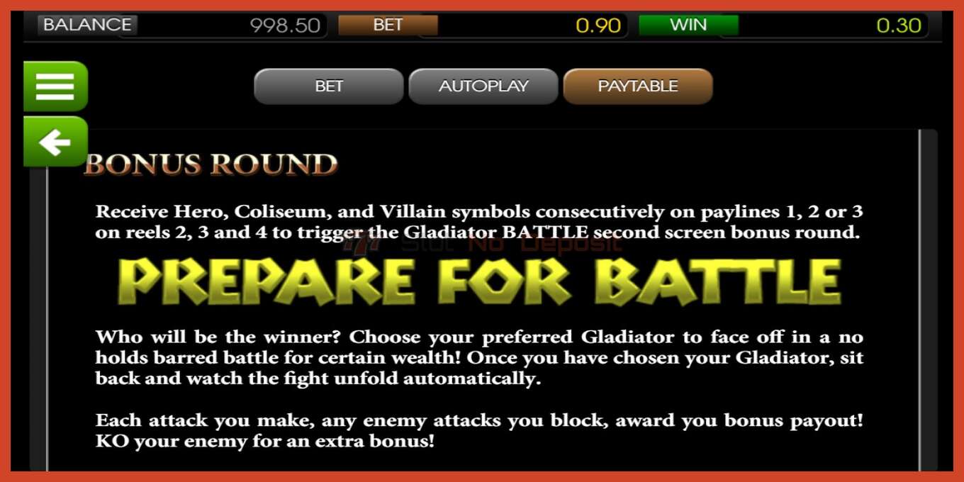 Slot screenshot: Gladiator no deposit, number - 5